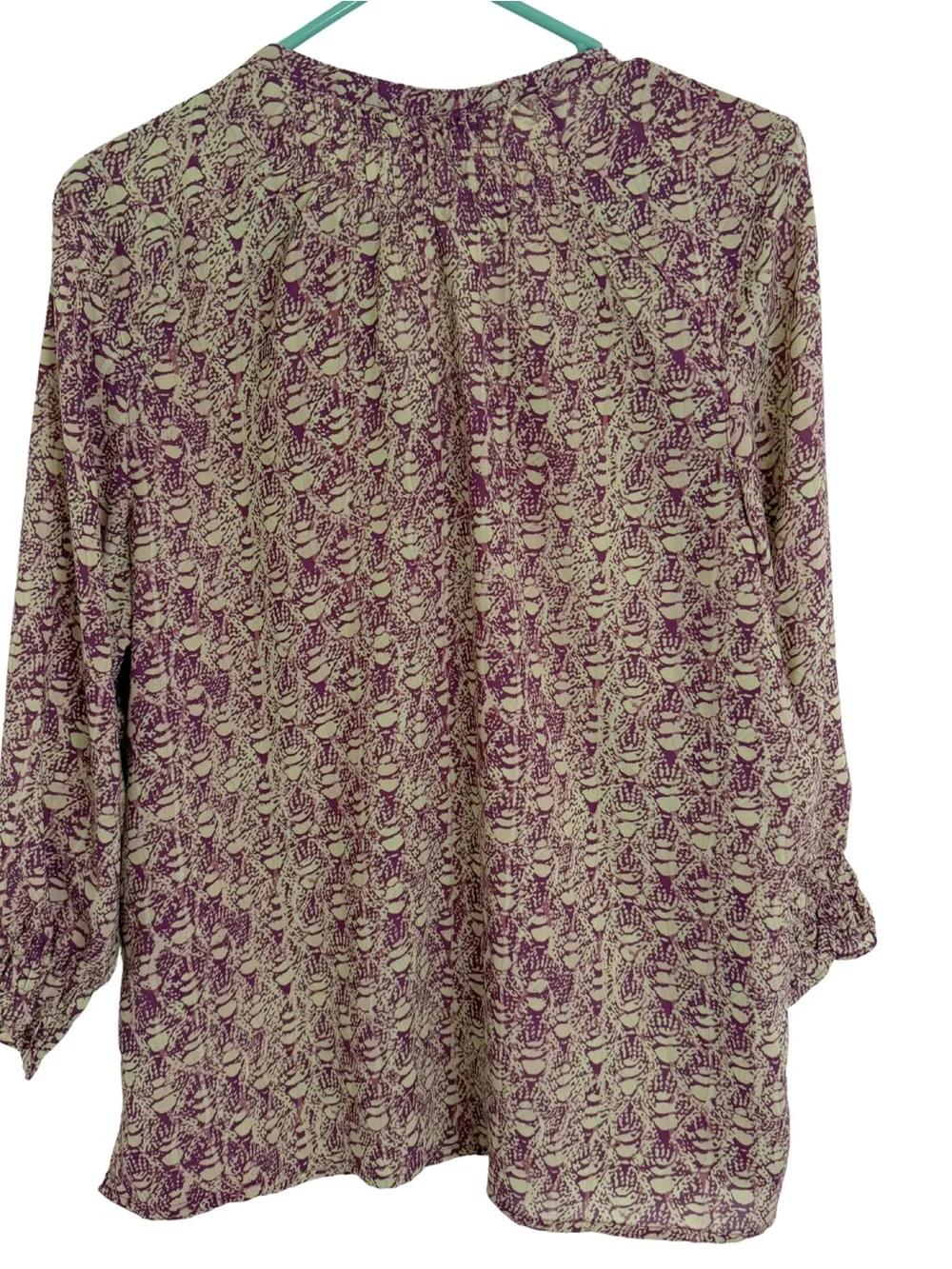 Vintage America Abstract Print 3/4 Sleeve Button Down Blouse Size Large